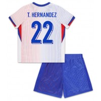 Echipament fotbal Franţa Theo Hernandez #22 Tricou Deplasare European 2024 pentru copii maneca scurta (+ Pantaloni scurti)